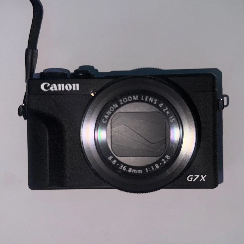 Canon G7X iii with pink cover and a black case